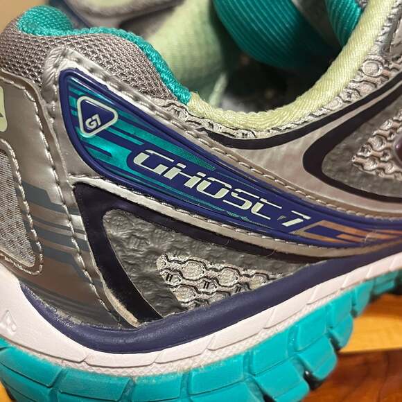 Brooks Ghost 7 G7 Running Athletic Shoes Gray Green Purple Womens 7.5 - Picture 11 of 12